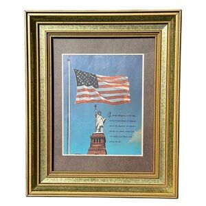 1967 Pledge of allegiance to the flag Gold Decorative Picture Frame Patriotic